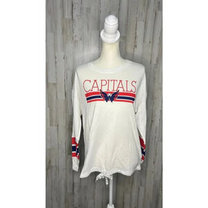 NWT NHL Washington Capitals Women's Large Long Sleeve Drawstring Waist‎ T-Shirt